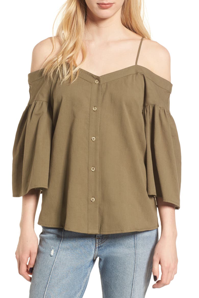 Cotton Off the Shoulder Top, Main, color, OLIVE SARMA