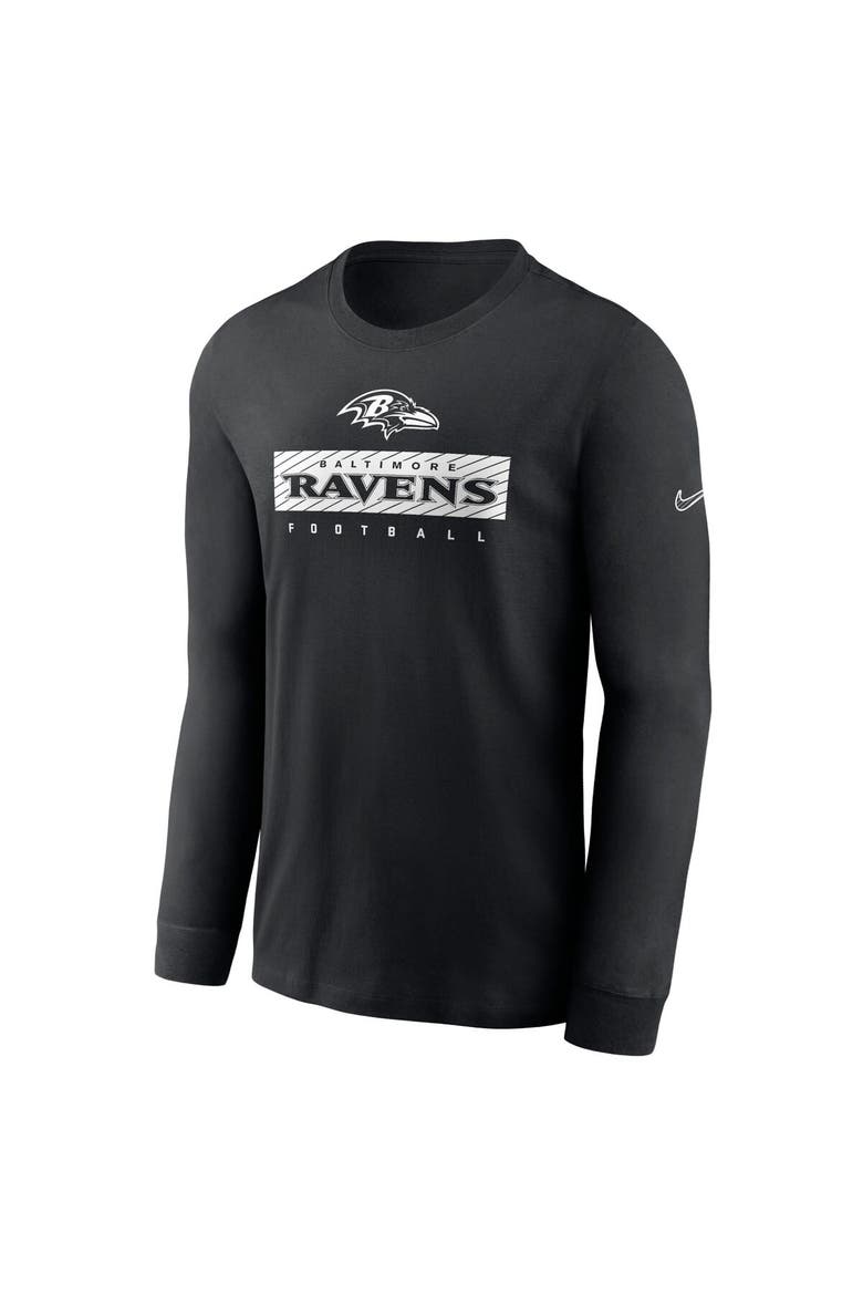 Men's Nike Black Baltimore Ravens Sideline Performance Long Sleeve T-Shirt, Alternate, color, Black