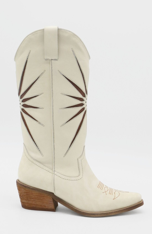 Stivali New York Moonrise Western Cowboy Boots In Off White