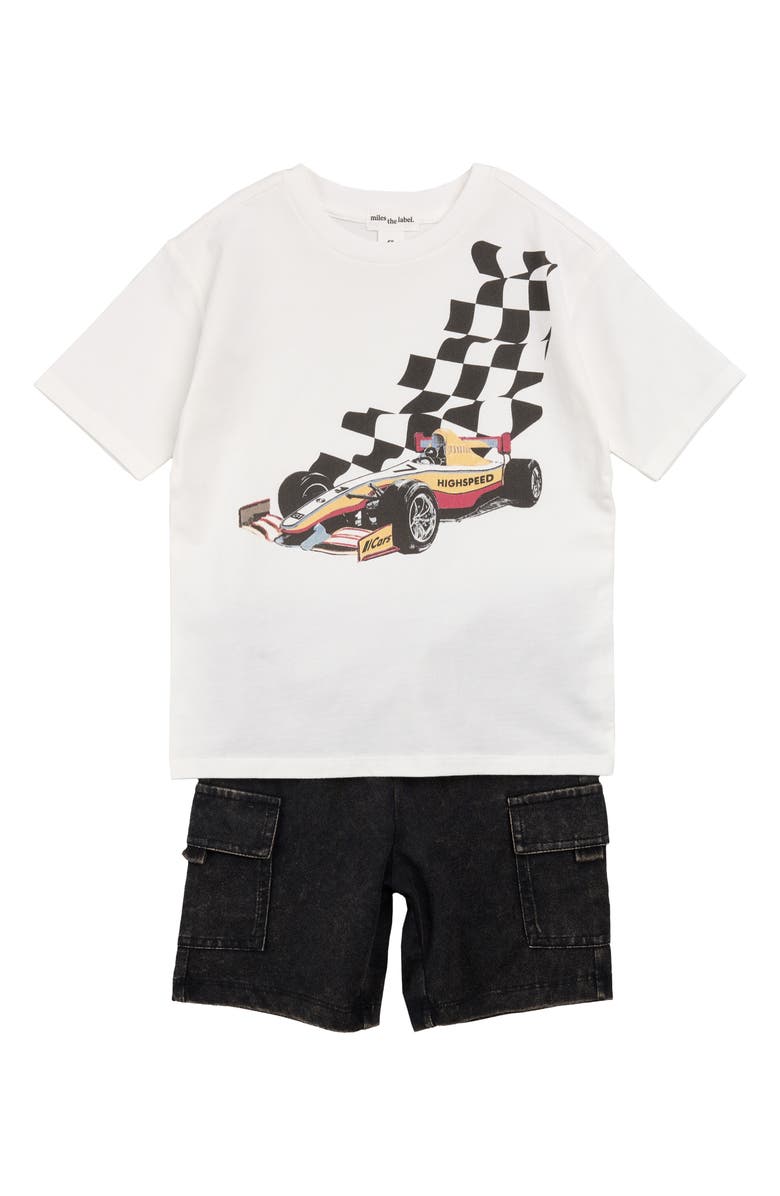 miles Grand Prix Organic Cotton Graphic T-Shirt & Shorts Set, Main, color, 