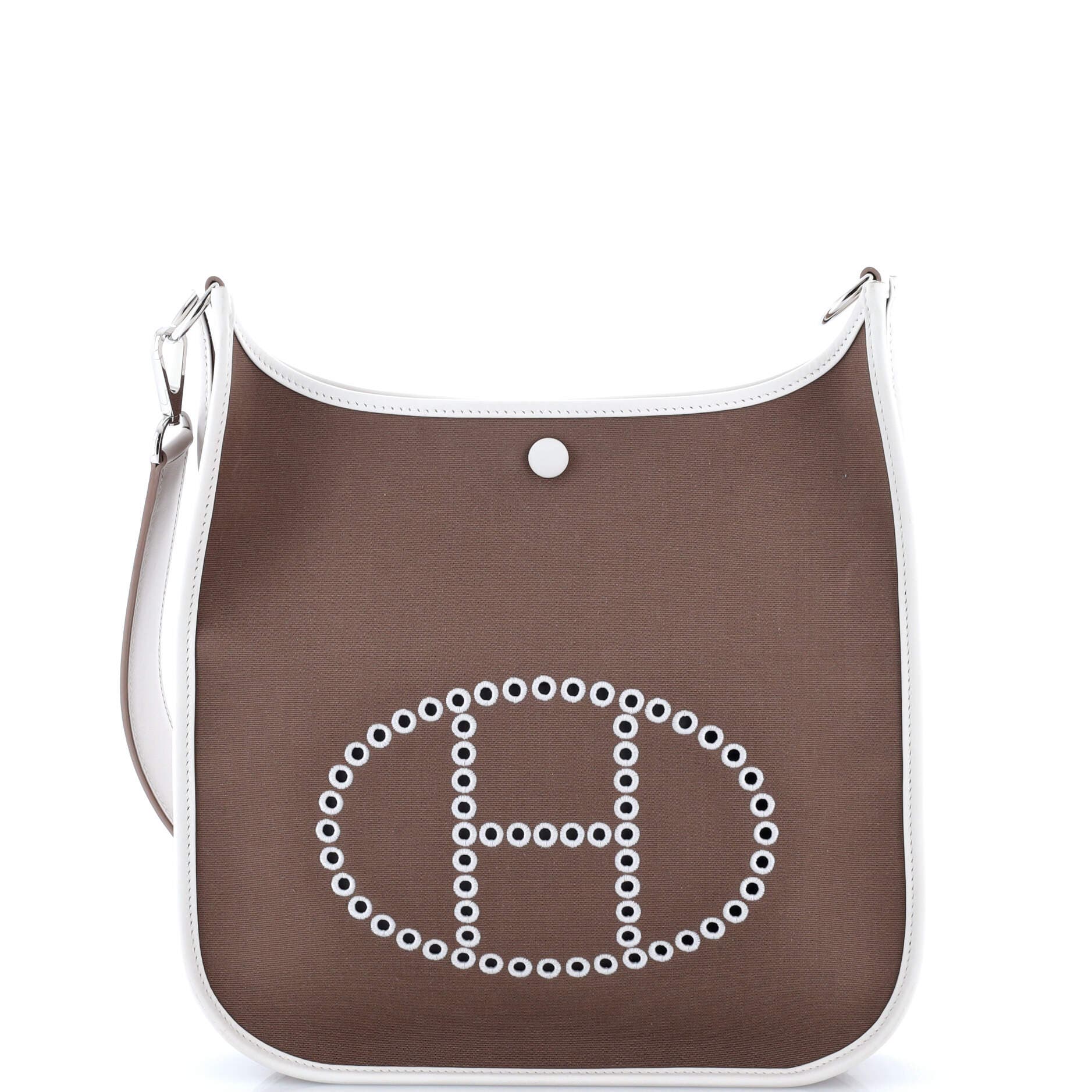 Pre-Owned Hermes Neo Evelyne Bag Toile and Leather PM, Main, color, Etoupe