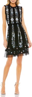Mac Duggal Sequin Floral Tulle Cocktail Dress