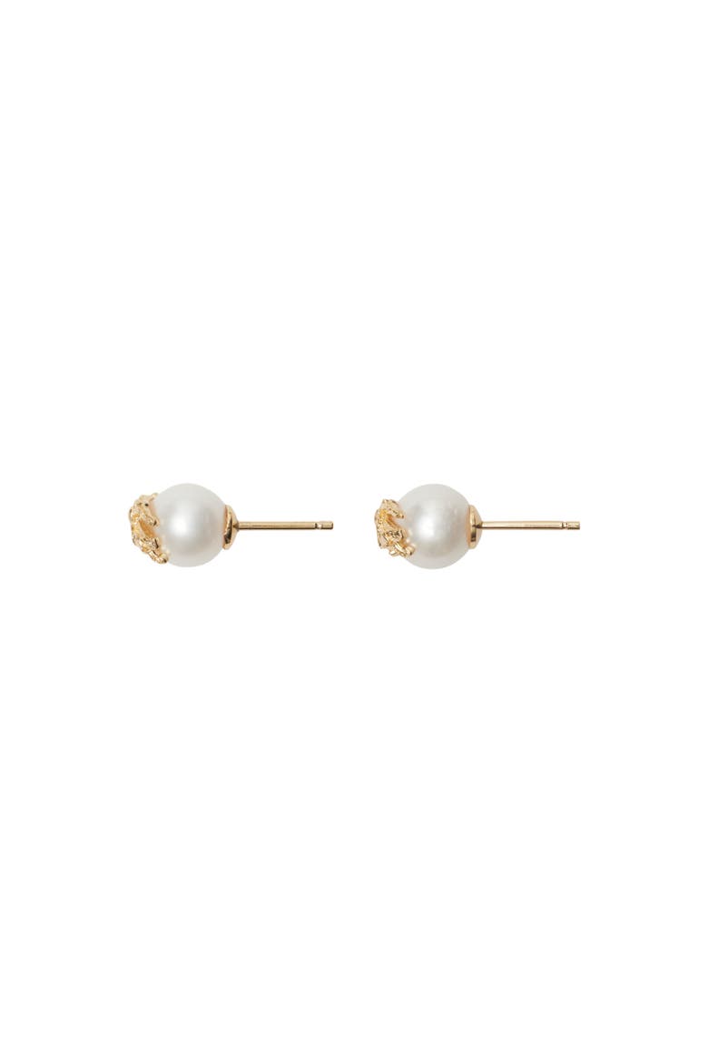 Knight Pearl Stud Earrings, Alternate, color, Gold/pearl