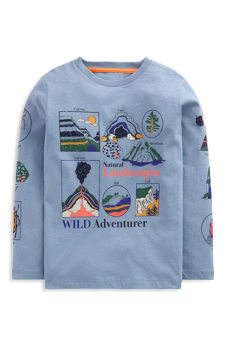 Kids' Glow in the Dark Long Sleeve Graphic T-Shirt, Main, color, FRENCH BLUE, LANDSCAPES