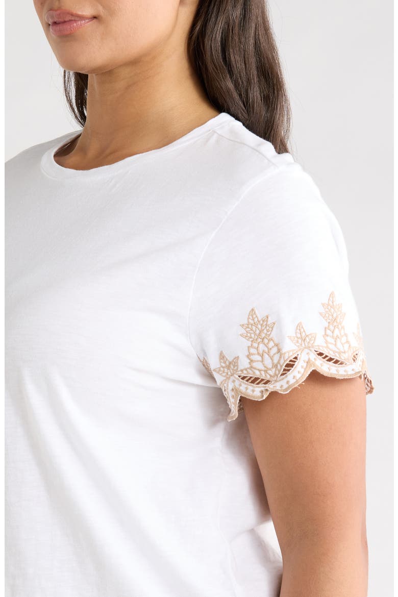 Deco Sleeve Cotton Top, Alternate, color, PAPER WHITE