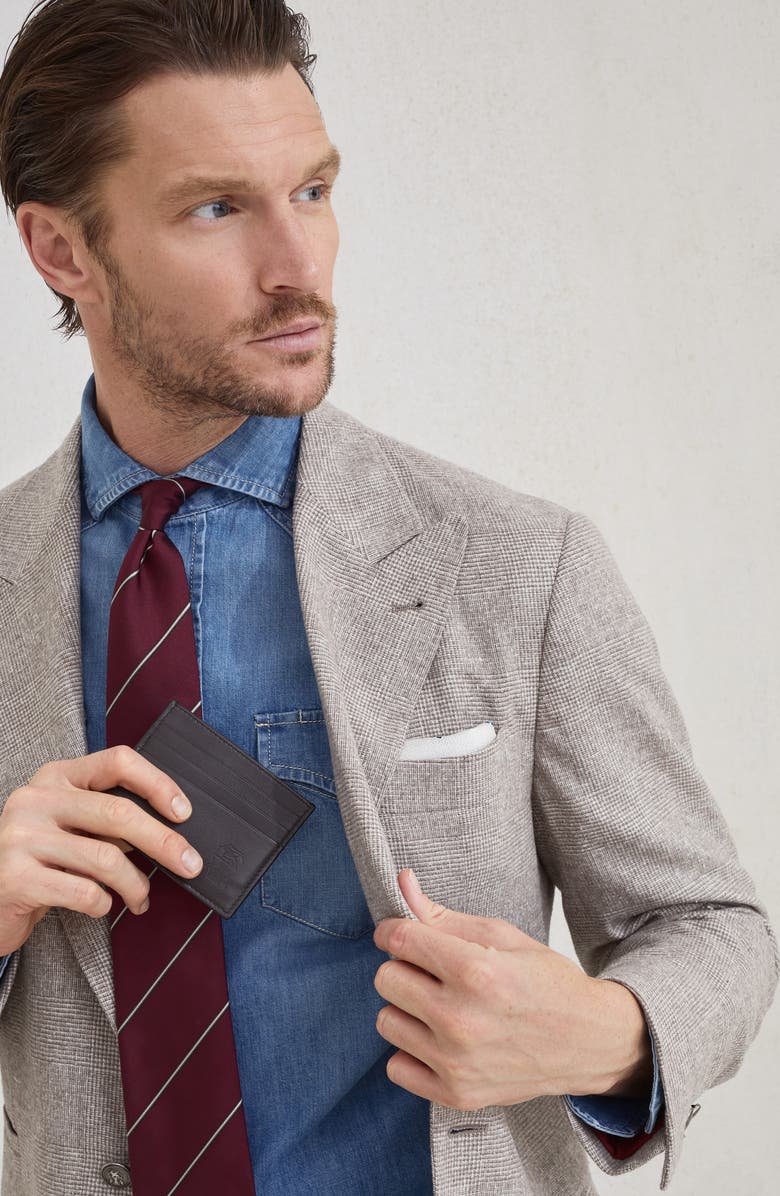 Brunello Cucinelli Calfskin card case, Alternate, color, Rust Brown