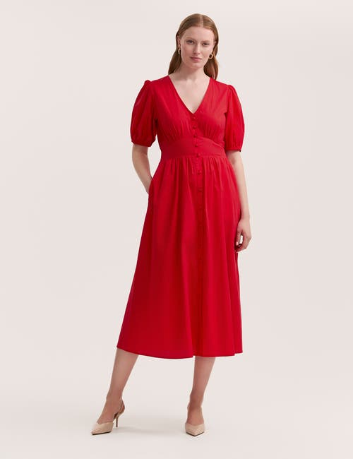 Finery London Addison Cotton Midi Tea Dress in Red  product