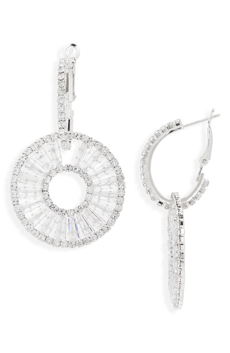 Tasha Circle Drop Earrings, Main, color, Silver/Cz