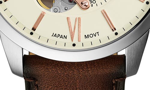 Fossil Townsman Automatic Leather Strap Watch, 44mm In Brown