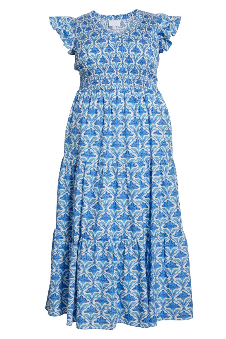 Sunfire Geo Floral Print Cotton Maxi Dress, Alternate, color, BLUE/ WHITE