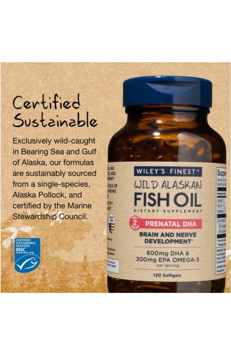 Wiley's Finest Prenatal DHA Omega-3 120 Softgels for Pregnancy and Nursing Support, Alternate, color, NO COLOR