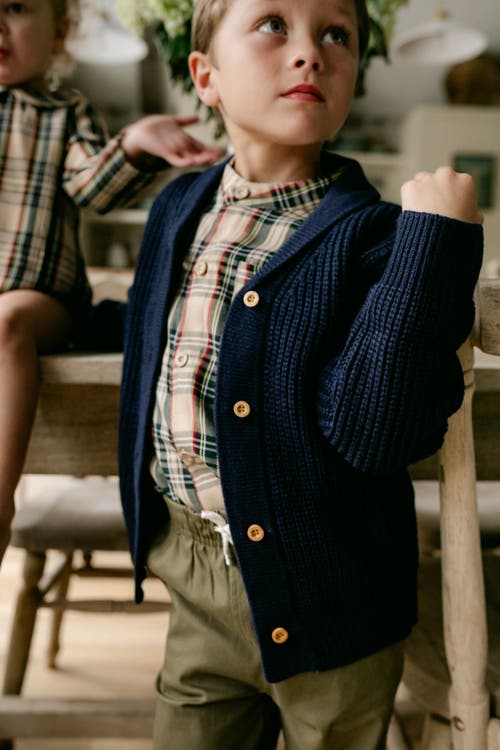 Little Paper Kids Smith Cardigan In Blue