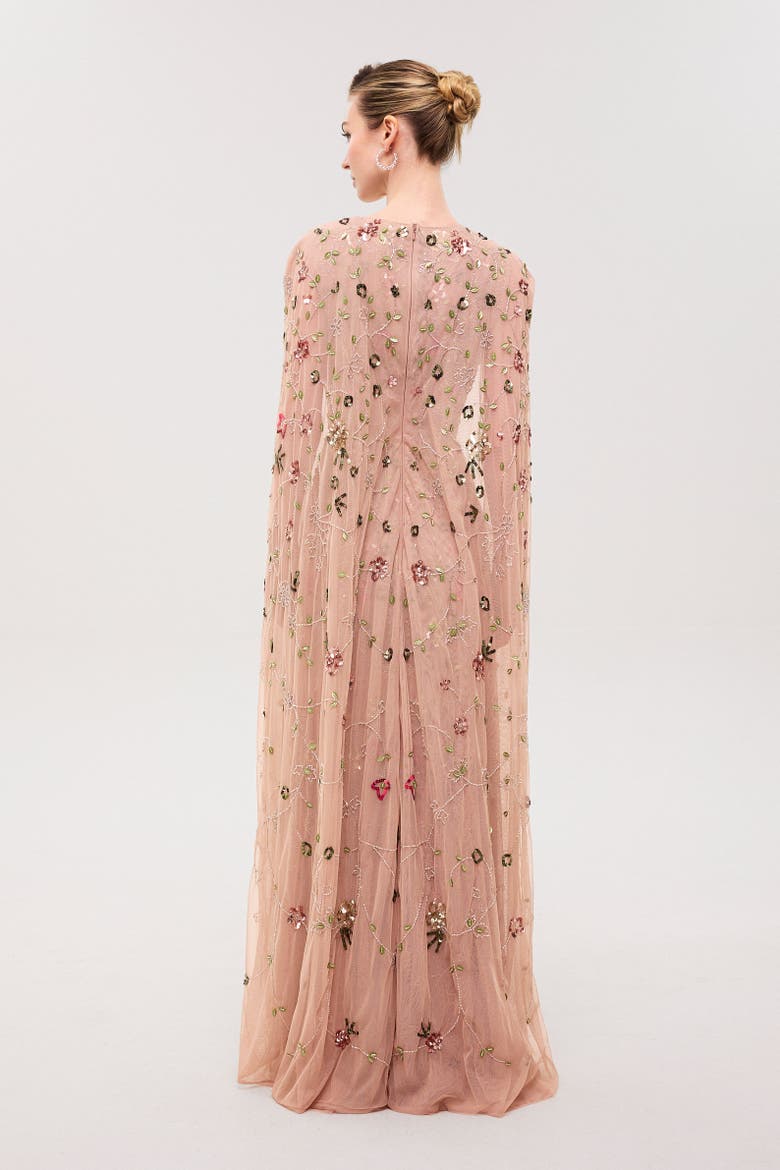 Cape Sleeves Embellished Sequin Maxi Dress, Alternate, color, RICHMOND