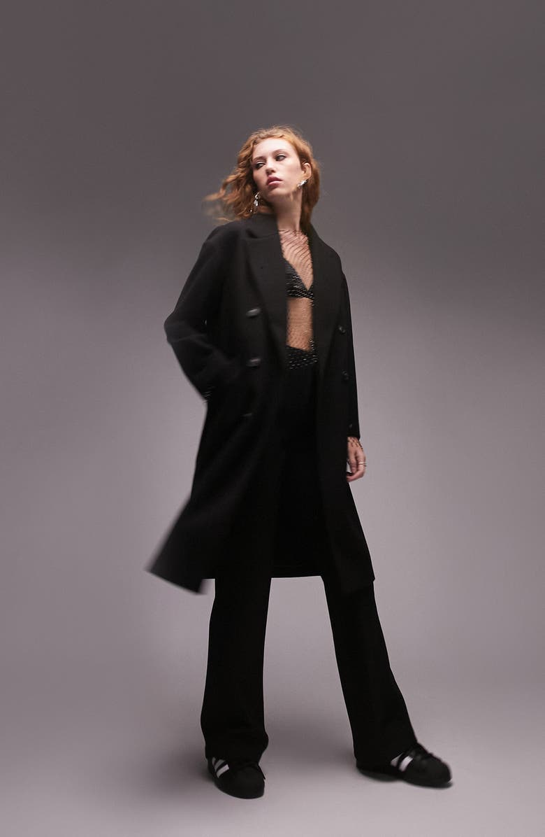 Topshop Double Breasted Long Coat, Main, color, 