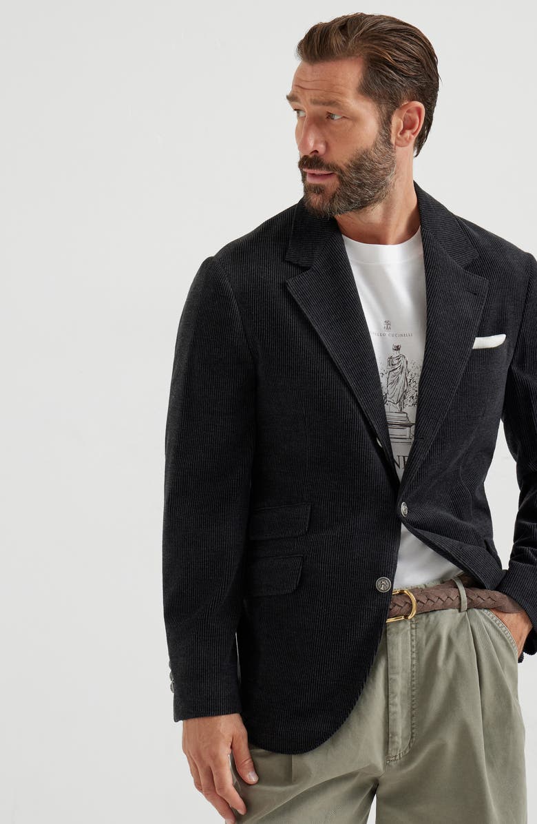 Brunello Cucinelli Corduroy Cavallo blazer, Alternate, color, Charcoal