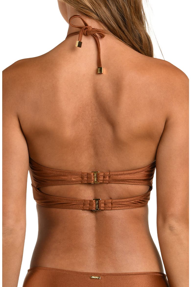 Sirena Shimmer Halter Swim Top, Alternate, color, BRONZE