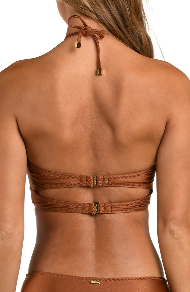 L
AGENCE Sirena Shimmer Halter Swim Top, Alternate, color, 