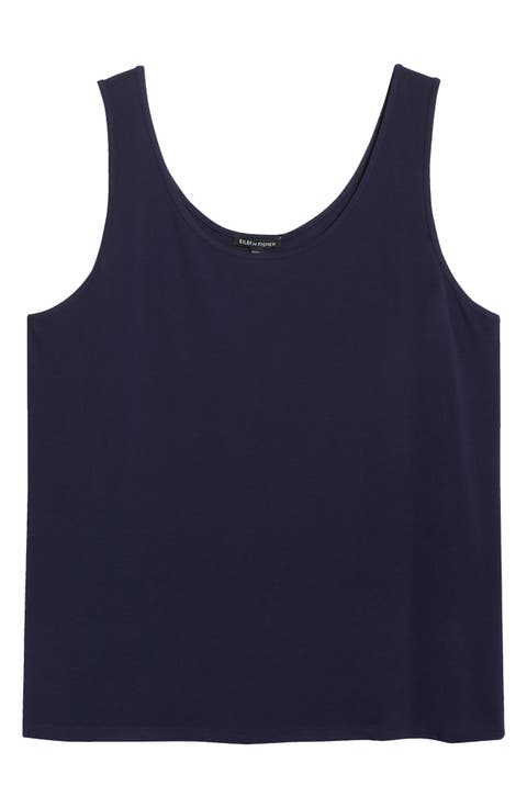 Slim Fit Scoop Neck Silk Tank (Plus)