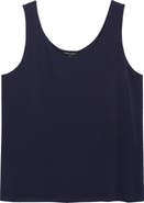 Eileen Fisher Slim Fit Scoop Neck Silk Tank