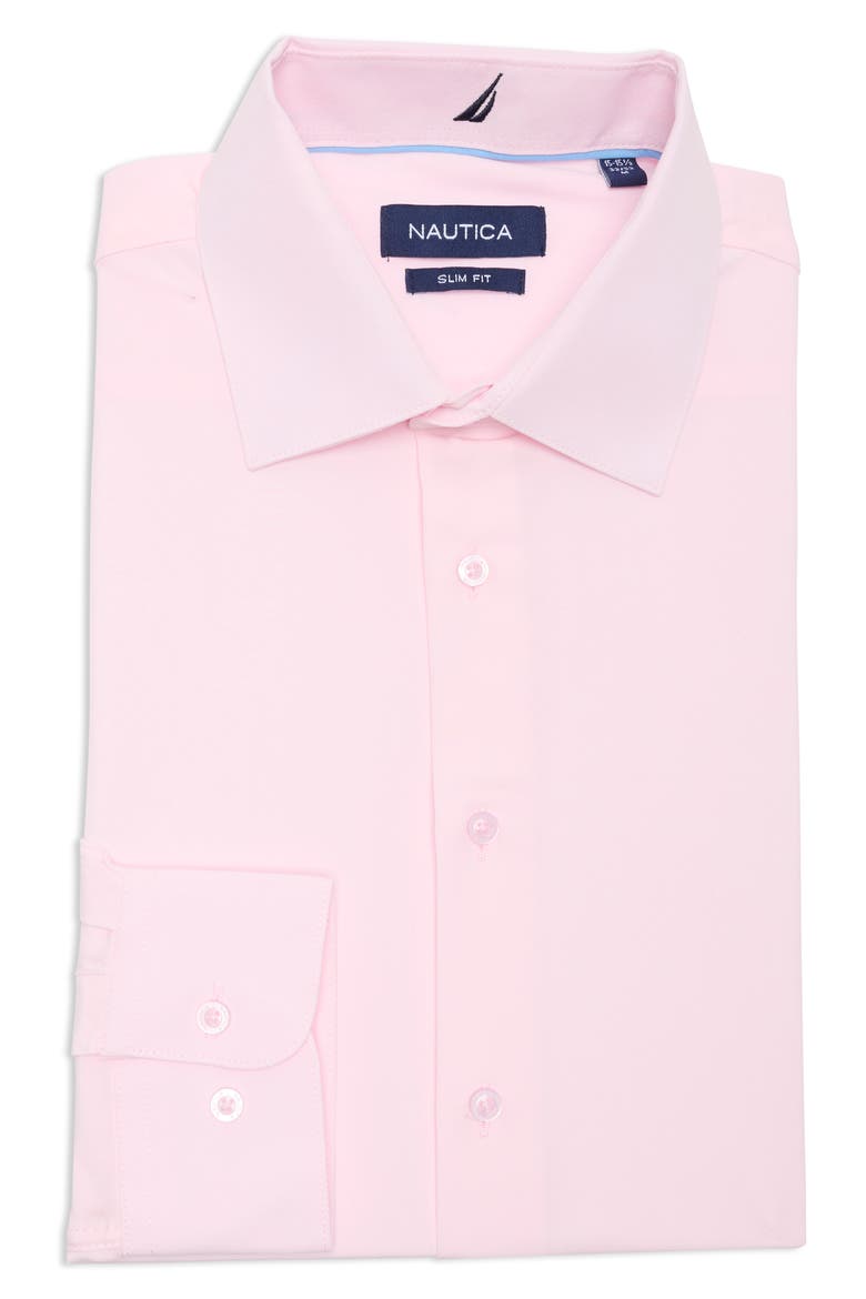 Slim Fit Arrow Print Stretch Dress Shirt, Main, color, LIGHT PINK