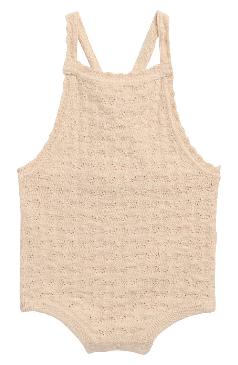 QUINCY MAE Annie Organic Cotton Pointelle Romper, Main, color, Ecru