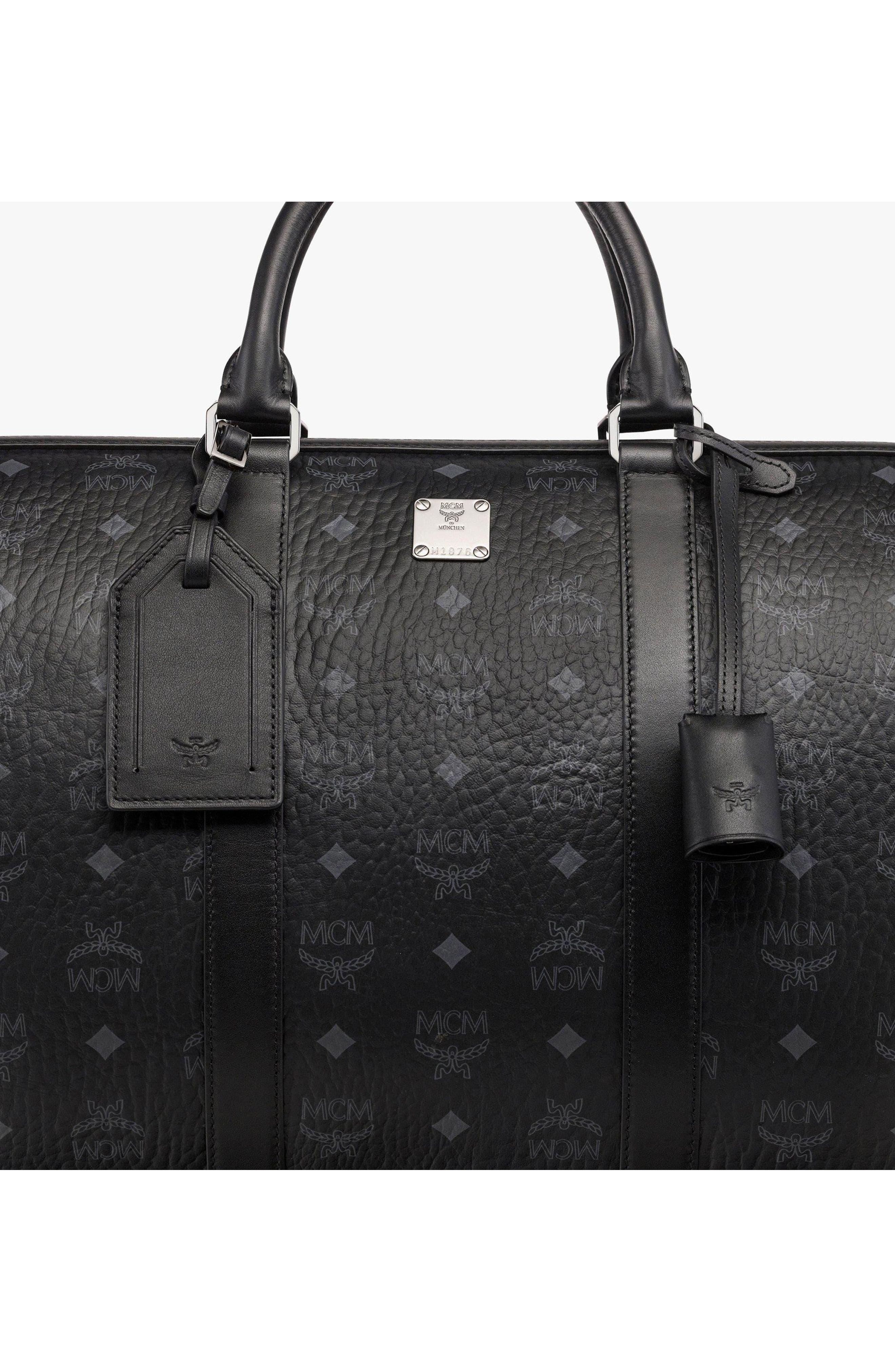 MCM Ottomar Weekender Bag in Visetos, Alternate, color, Black