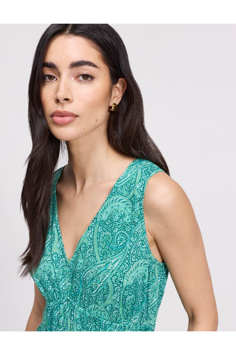 Petite Shannon Cotton Tiered Midi Dress, Alternate, color, Green Paisley