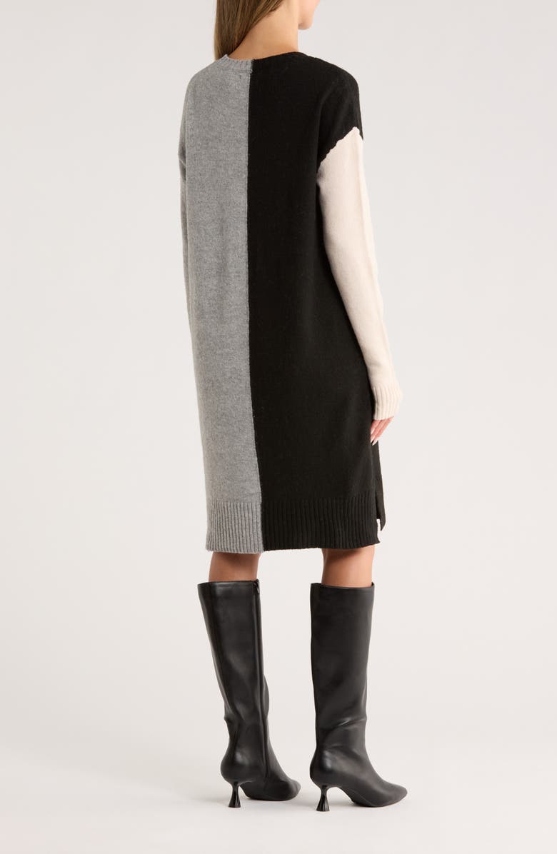 STITCHDROP Gramercy Colorblock Sweater Dress, Alternate, color, Neutral Grey/ Ivory/ Black