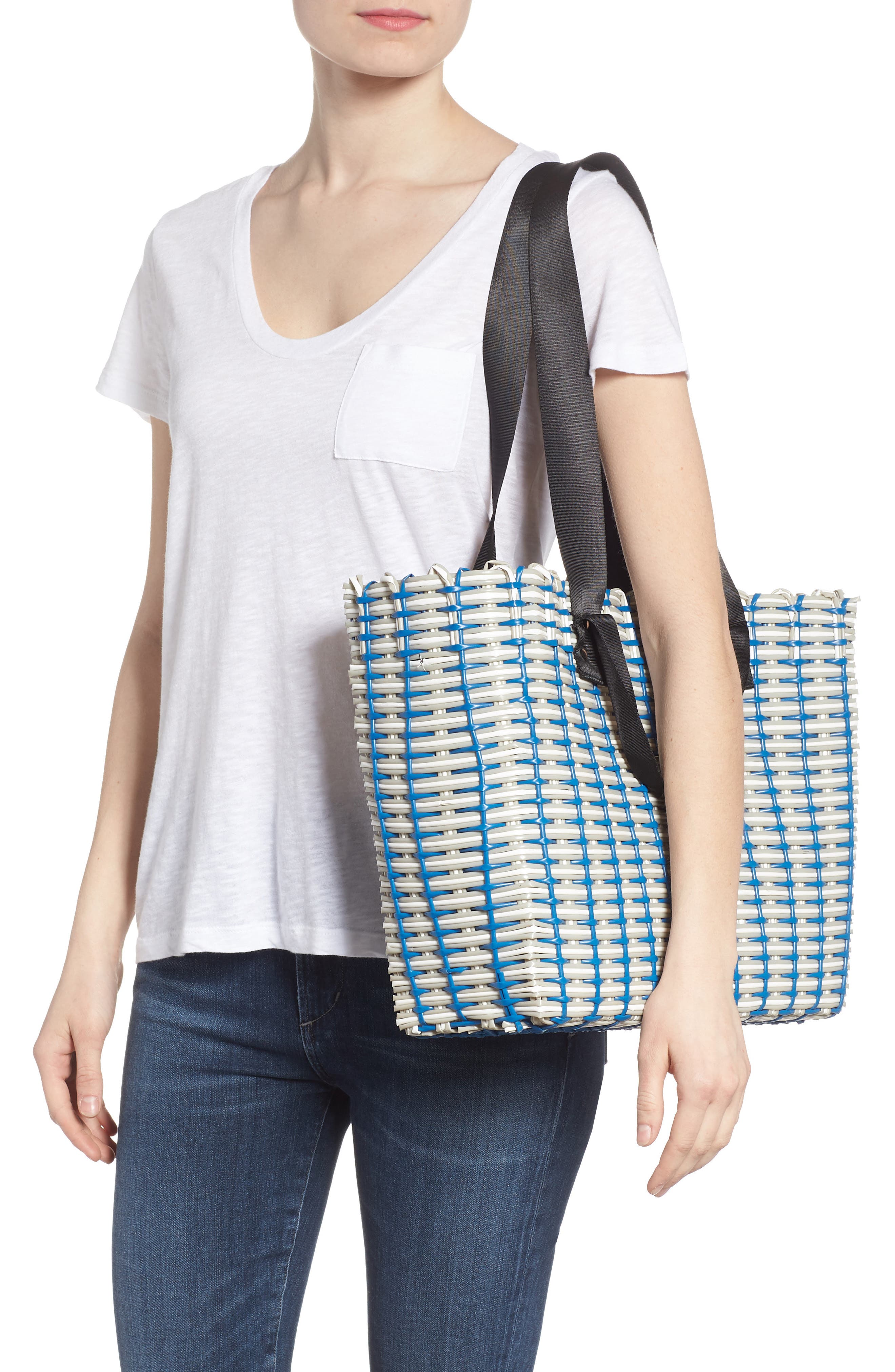 Nordstrom Stripe Woven Tote, Alternate, color, 