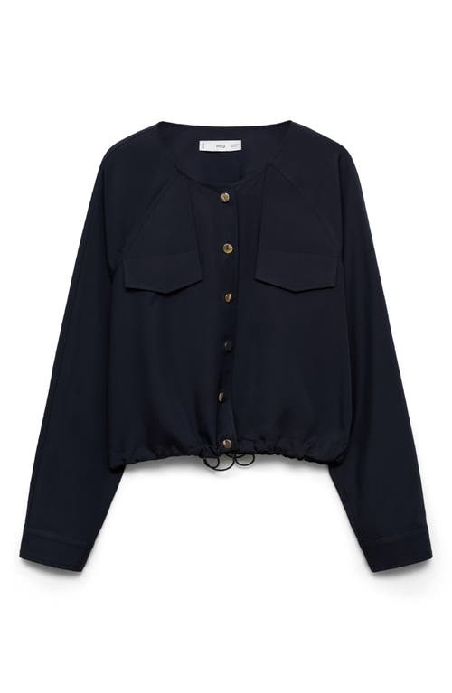 Mango Lyocell Blend Crop Jacket In Dark Navy