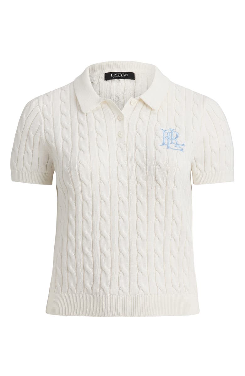 Lauren Ralph Lauren Natrissa Cable Knit Polo Sweater, Alternate, color, White