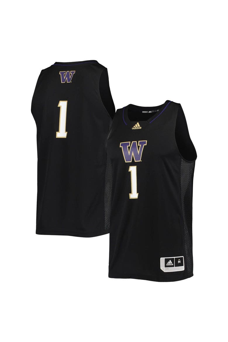 Men's adidas #1 Black Washington Huskies Swingman Basketball Jersey, Main, color, Black