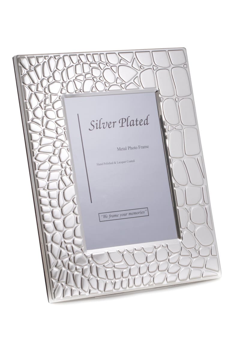 Croc Embossed 5" x 7" Picture Frame, Main, color, SILVER