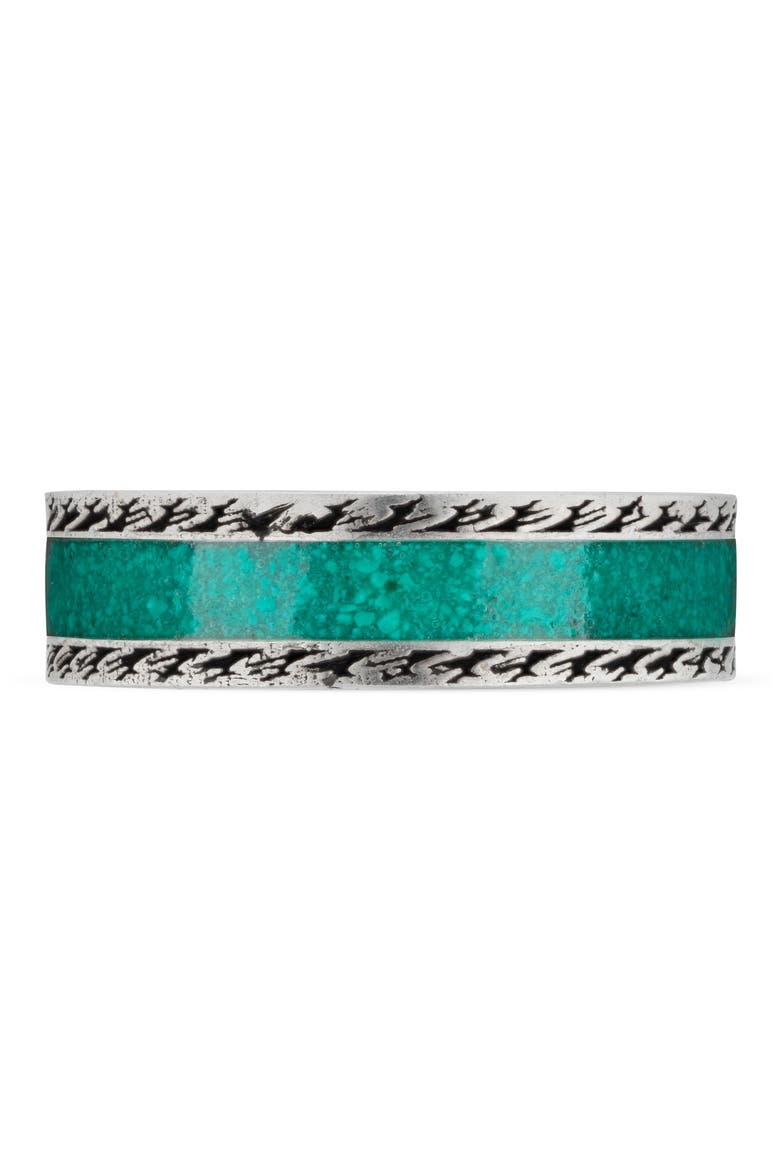 Men's Interlocking-G Band Ring, Alternate, color, SILVER/ TURQUOISE