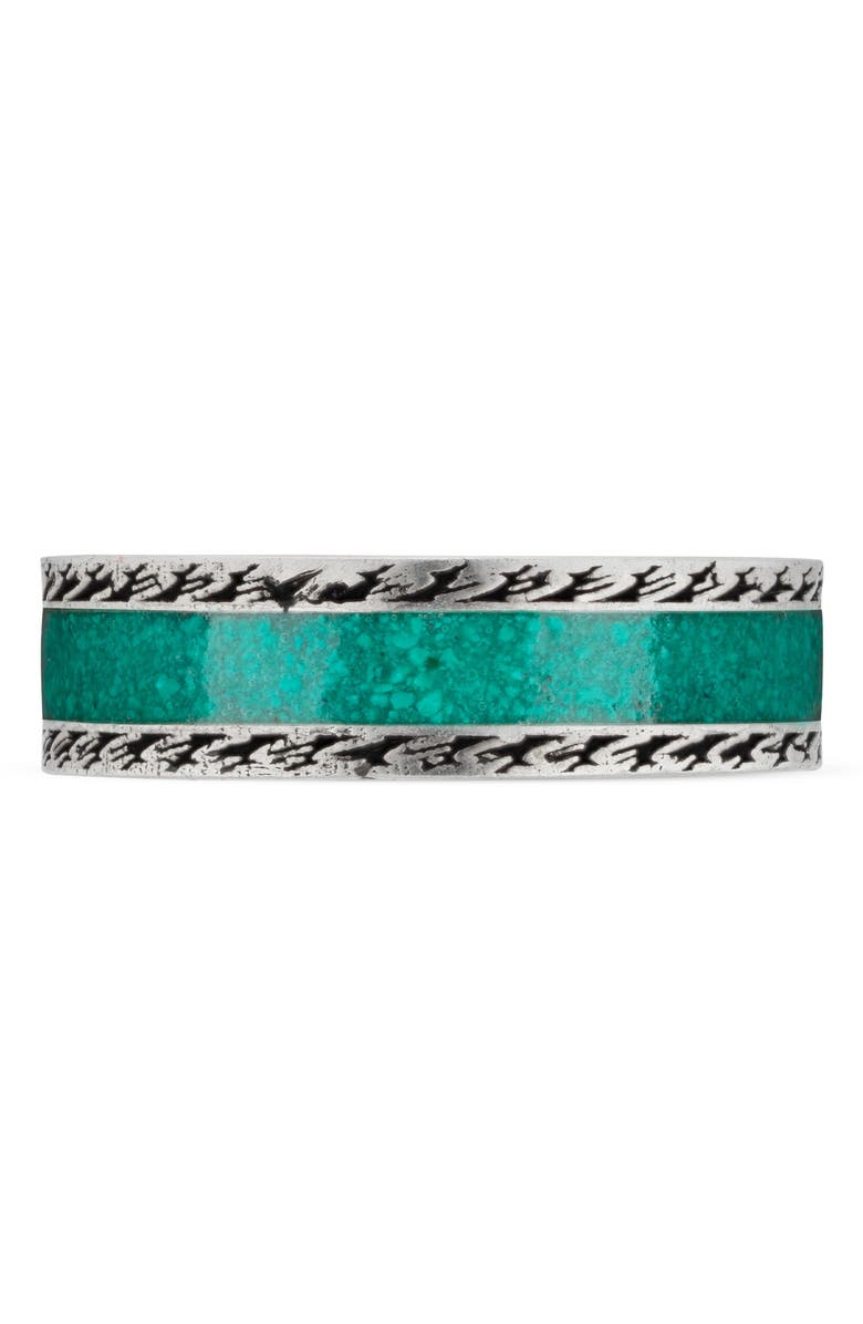 Gucci Men's Interlocking-G Band Ring, Alternate, color, Silver/ Turquoise