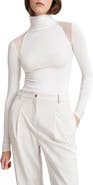 Marcella Maria Mesh Inset Turtleneck Top