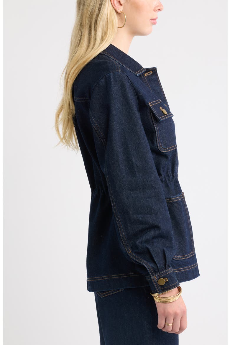 Cinched Waist Denim Jacket, Alternate, color, INDIGO RINSE