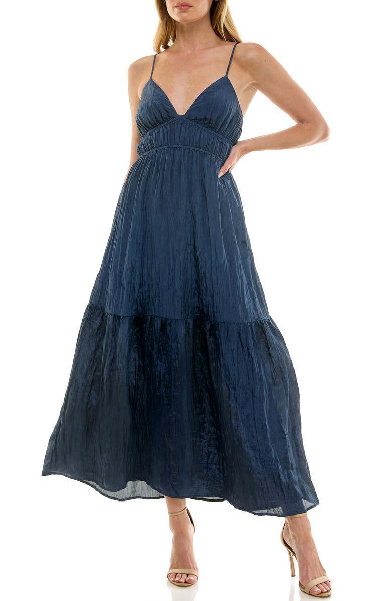 Socialite Cami Empire Waist Tiered Maxi Dress, Main, color, Deep Indigo