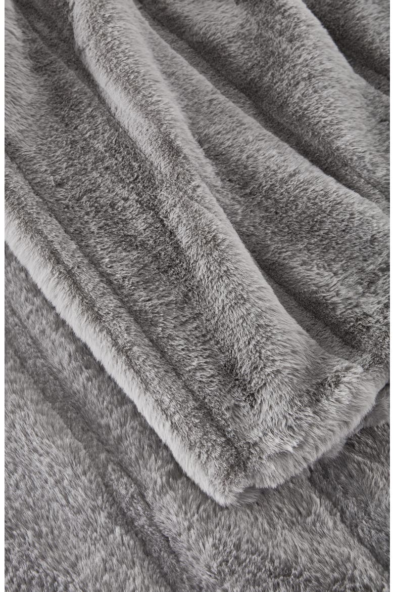 Sheared Stripe Faux Fux Throw Blanket, Alternate, color, GREY GRIFFIN