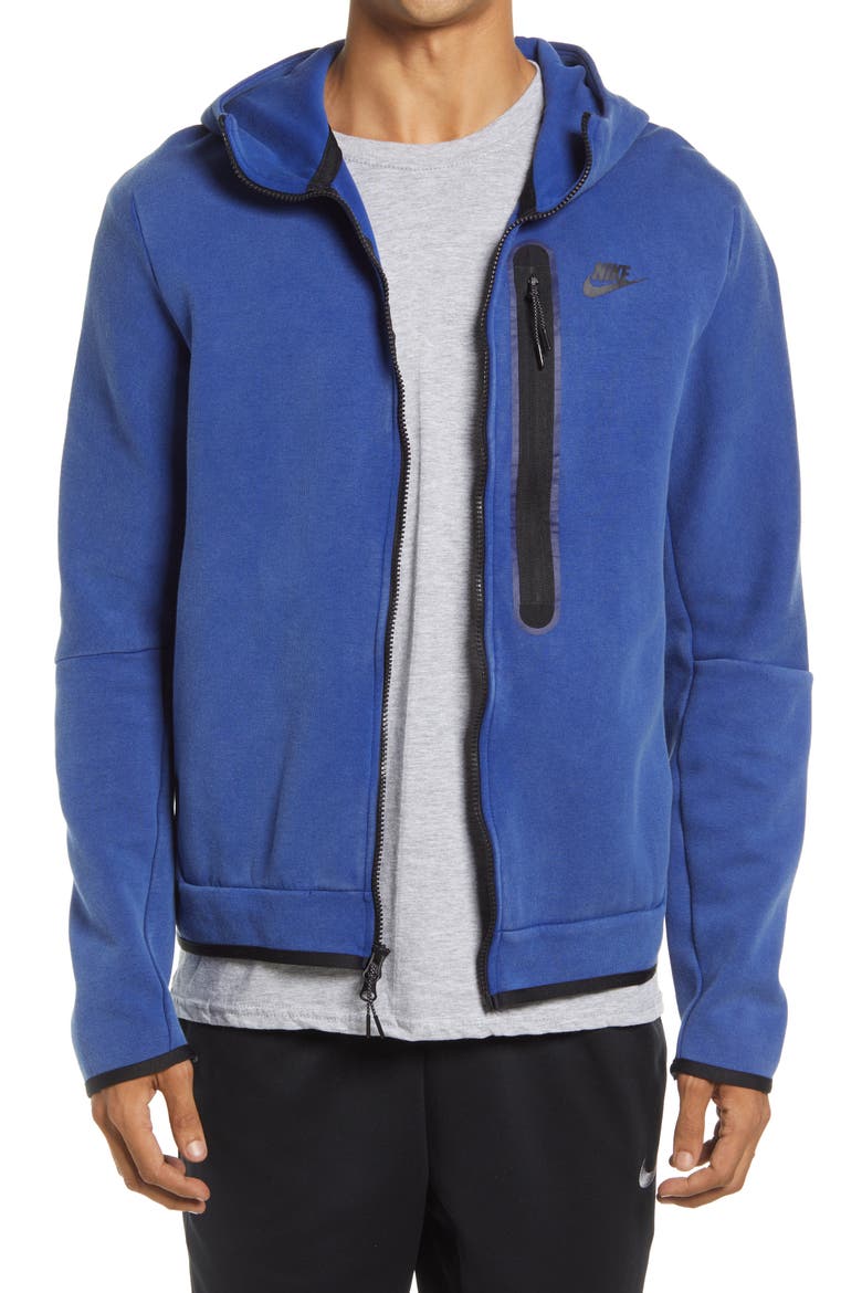 Tech Fleece Zip Hoodie, Main, color, DEEP ROYAL BLUE/ BLACK