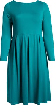24seven Comfort Apparel Fit & Flare Long Sleeve Jersey Midi Dress