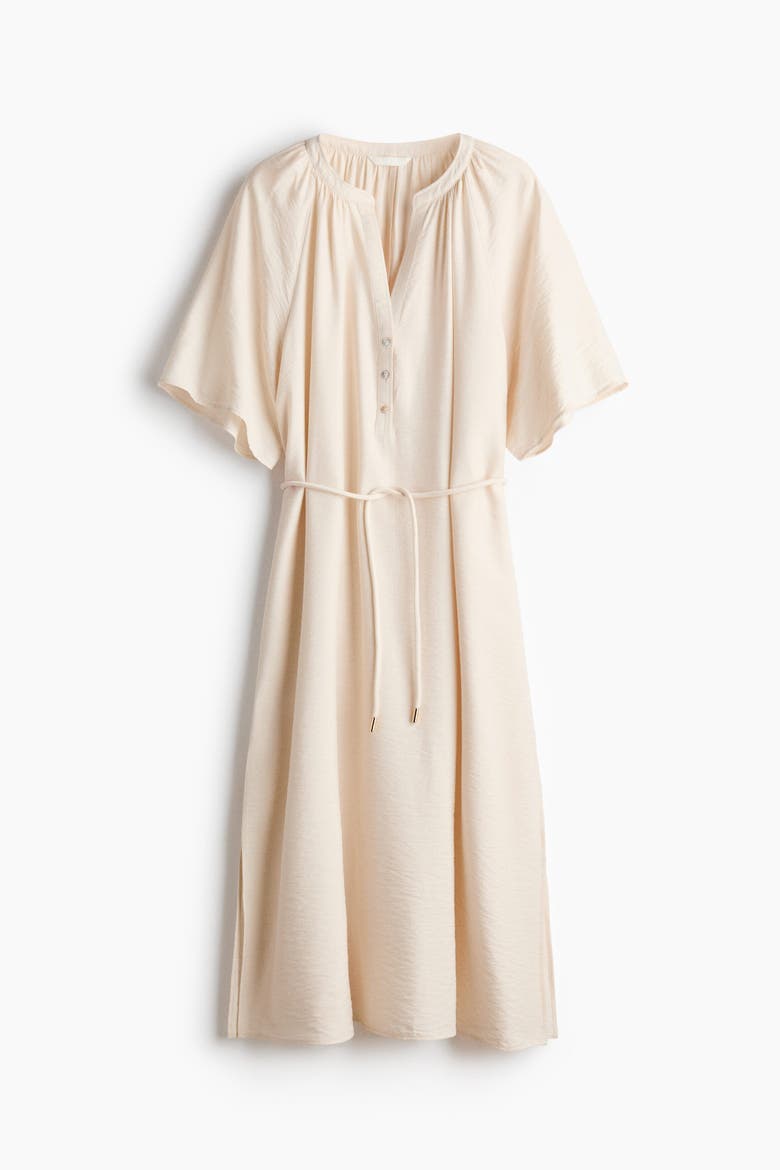 Tie-Detail Tunic Dress, Alternate, color, Light beige