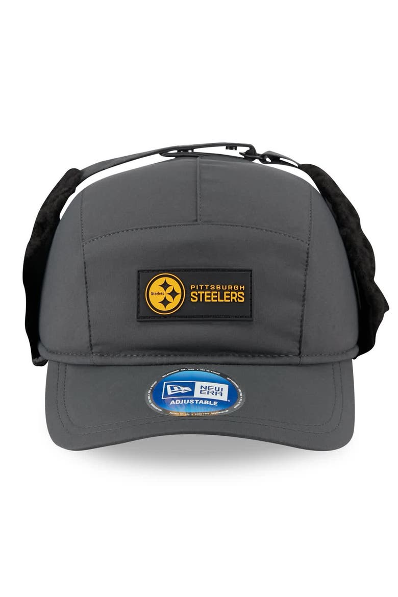 Men's New Era Charcoal Pittsburgh Steelers 2025 Sideline Cold Weather Runner Dog Ear Adjustable Hat, Alternate, color, Charcoal
