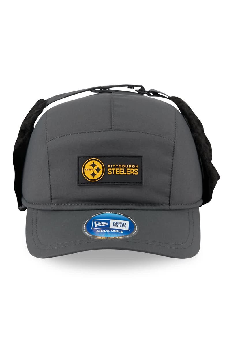 New Era Men's New Era Charcoal Pittsburgh Steelers 2025 Sideline Cold Weather Runner Dog Ear Adjustable Hat, Alternate, color, Charcoal