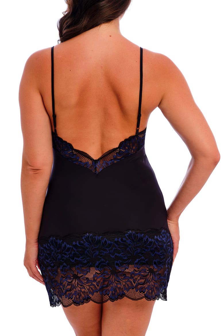 Emmaline V-Back Lace Chemise, Alternate, color, MIDNIGHT