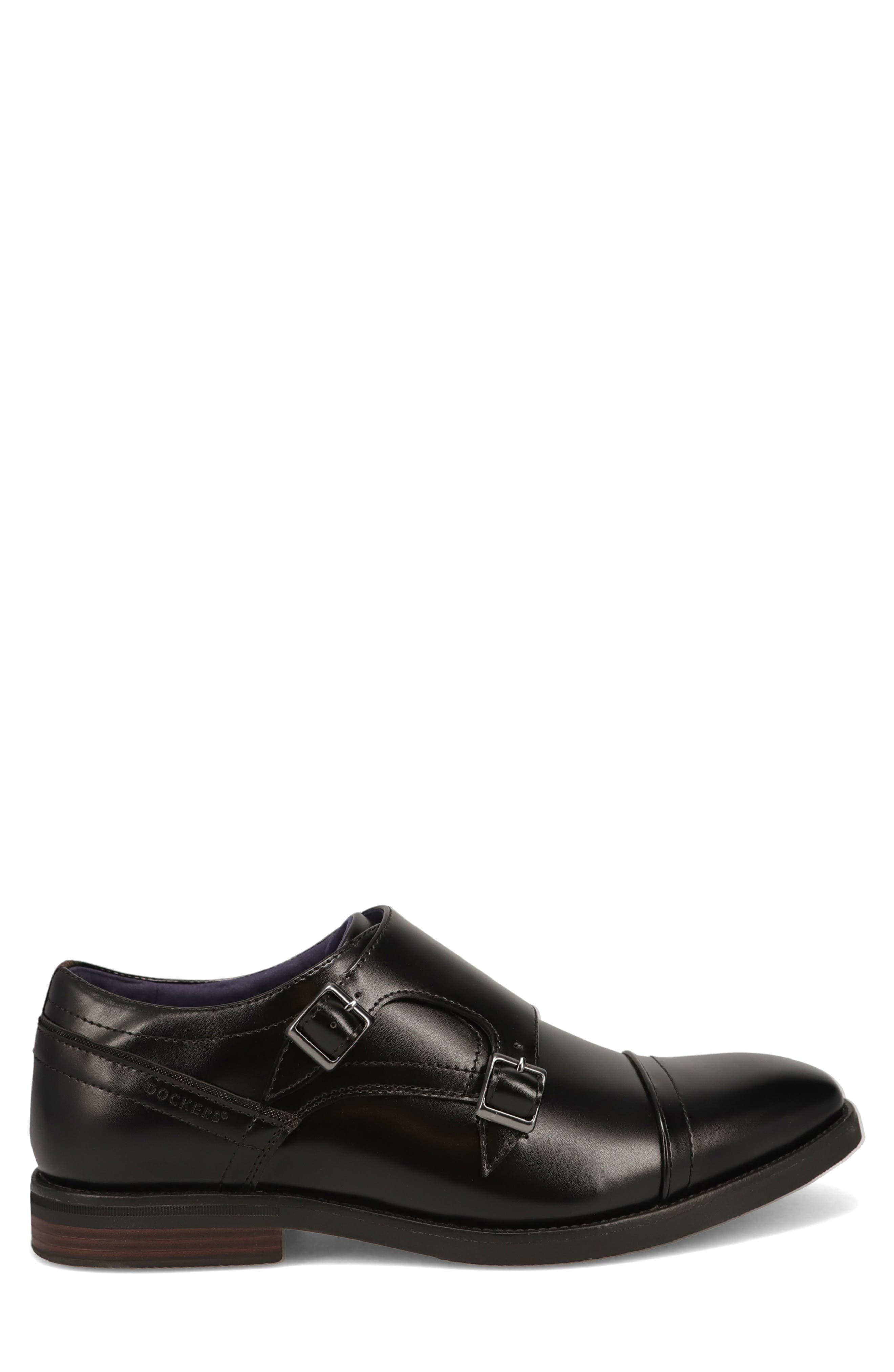 Ballard Faux Leather Double Monk Strap Shoe, Alternate, color, BLACK