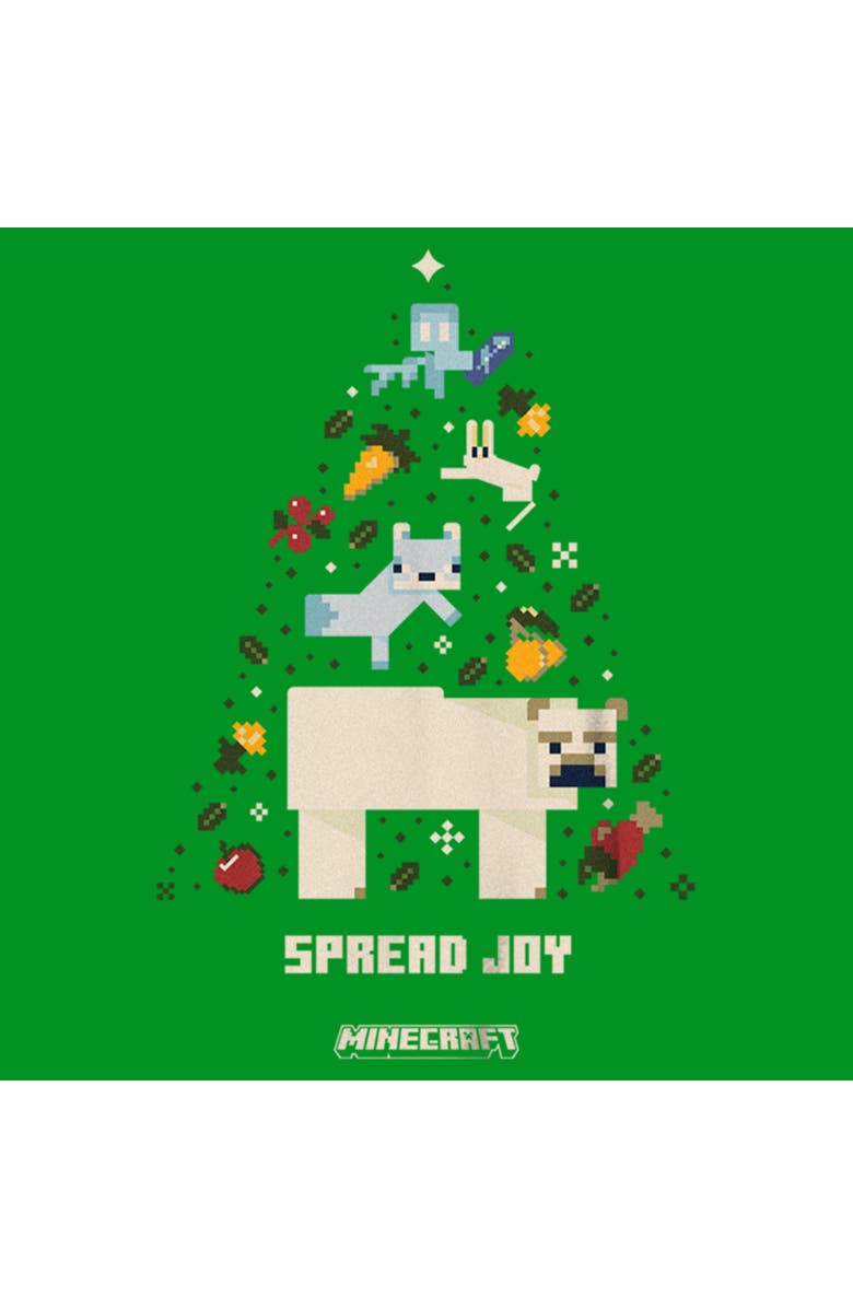 MINECRAFT Boy's Minecraft Spread Joy Christmas Tree  Graphic T-Shirt, Alternate, color, Kelly Green
