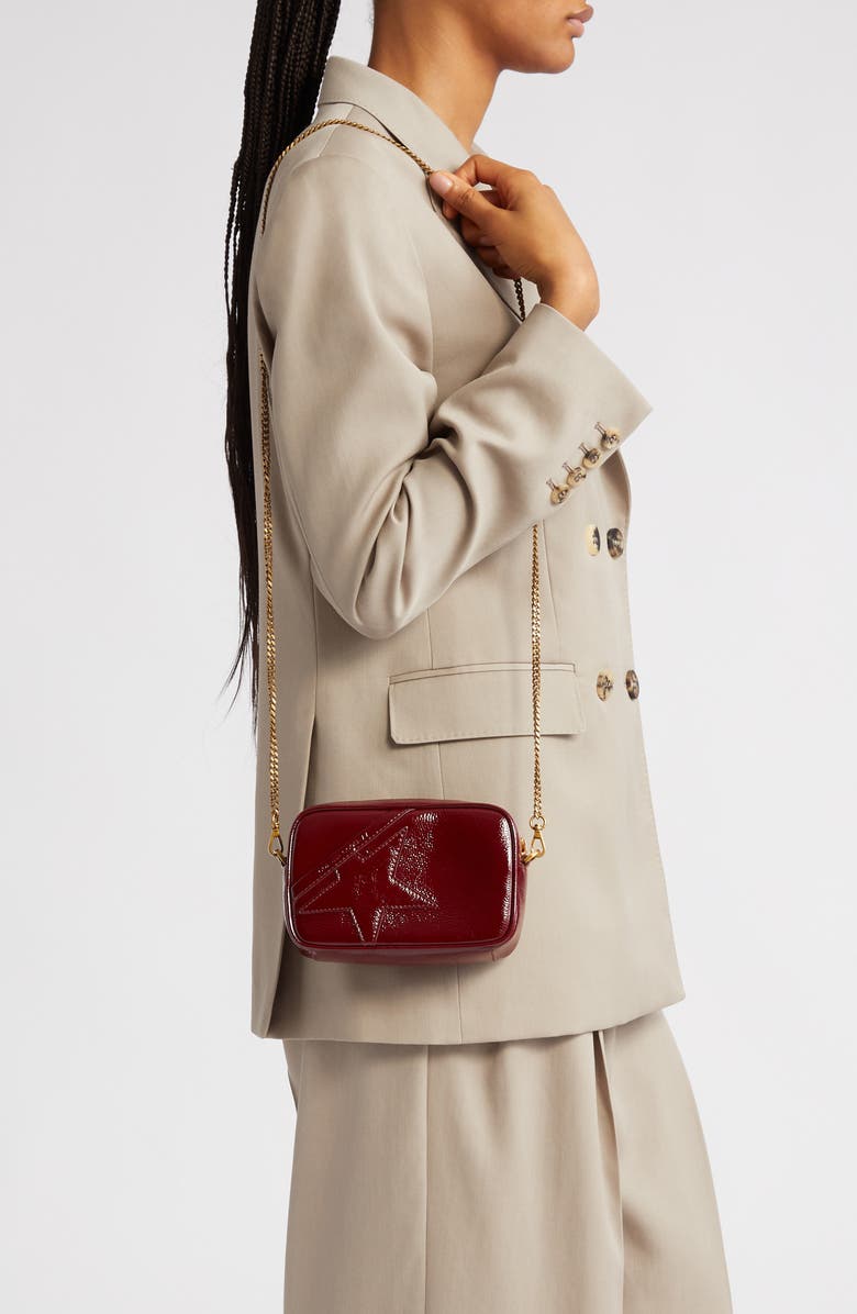 Golden Goose Mini Star Leather Crossbody Camera Bag, Alternate, color, Bordeaux