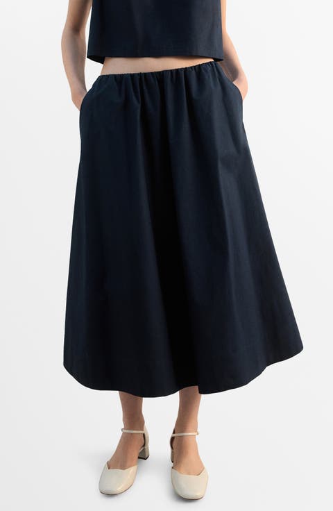 Cotton Midi Skirt
