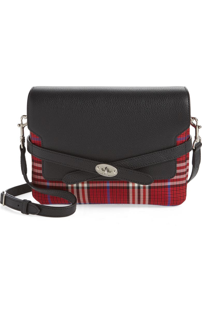 Mulberry Bayswater Leather & Plaid Crossbody Bag, Main, color,